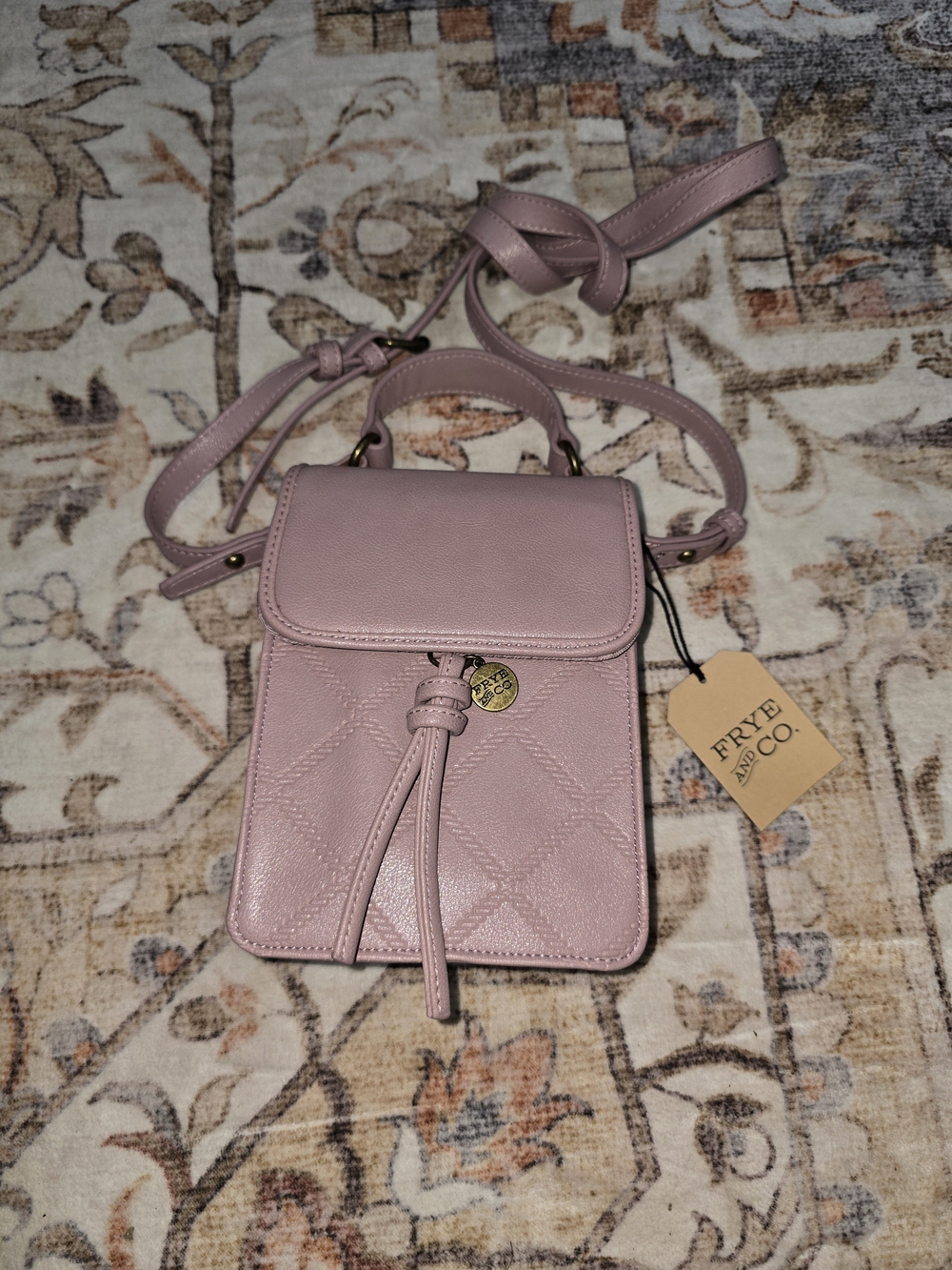 FRYE AND CO. Lavender Quilted Crossbody with Tassel Charm